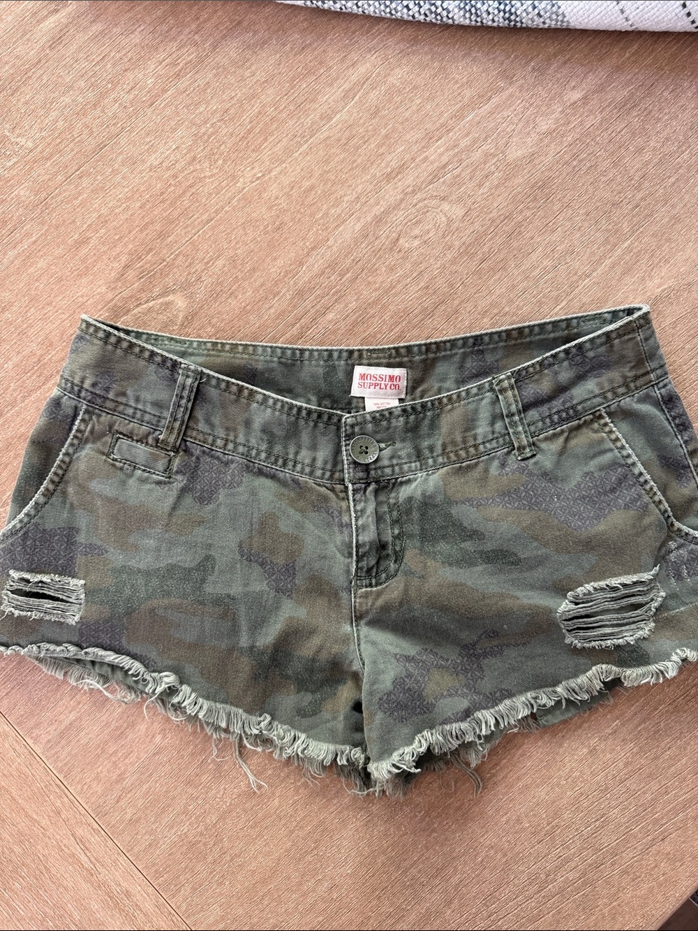 Mossimo Supply Co. Camo Distressed Frayed Hem Jean Shorts - Olive